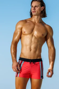 Capri Coral Stripe Retro Lycra Swimmer