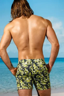 Yellow Bali Flower Pull-on Trunks