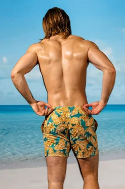Yellow-Green St. Tropez Flower Pull-on Trunks